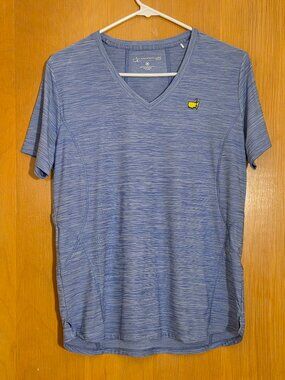 Magnolia Lane Tech Masters Augusta National Womens M V-Neck Shirt Top Blue Golf